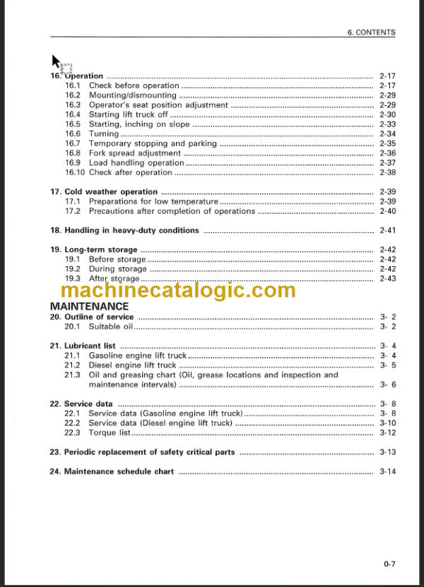 KOMATSU FD10 14L 15L 18L-16 OPERATION MANUAL