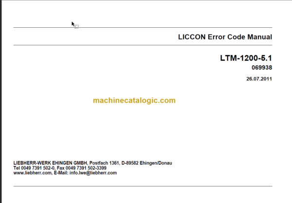 LIEBHERR LTM1200 5.1 ERROR CODE MANUAL