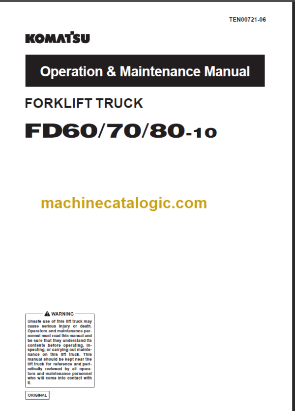 KOMATSU FD60 70 80-10 OPERATION MANUAL