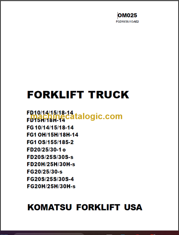 KOMATSU FG1 OS 155 185-2 OPERATION MANUAL