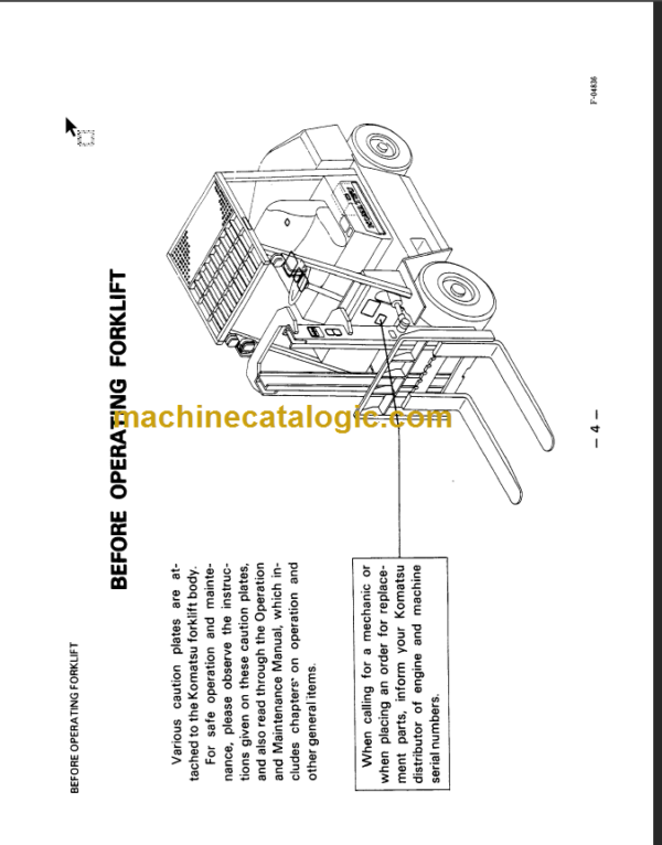 KOMATSU FG1 OS 155 185-2 OPERATION MANUAL