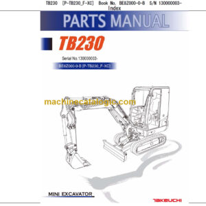 TAKEUCHI TB230 Mini Excavator Parts Manual