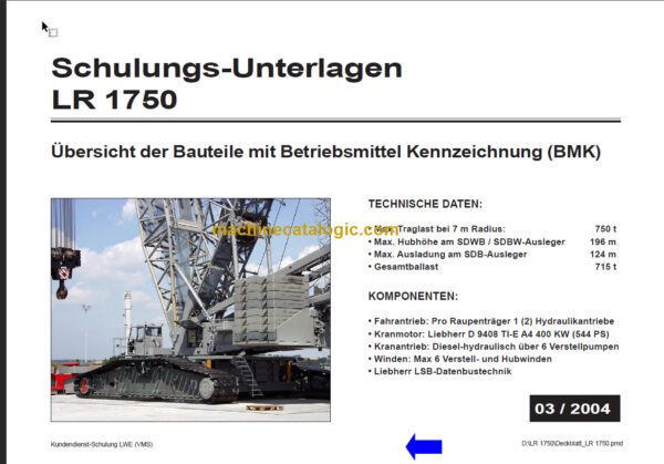 LIEBHERR LR1750 SCHULUNGS-UNTERLAGEN