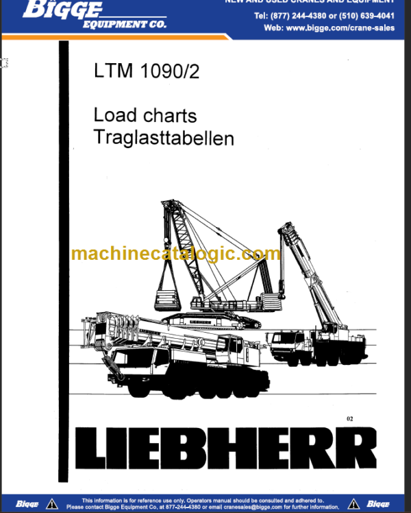 LIEBHERR LTM1090 2 LOAD CHARTS TELESCOPIC BOOM