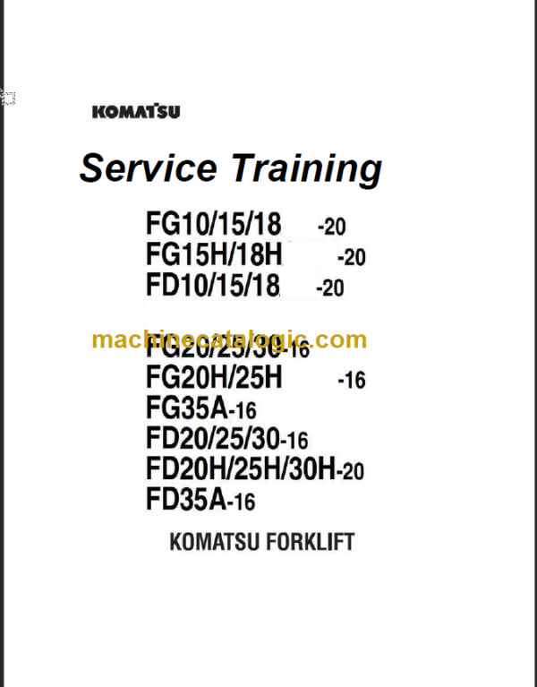 KOMATSU FD20(H) 25(H) 30(H) 35A-16 SHOP MANUAL