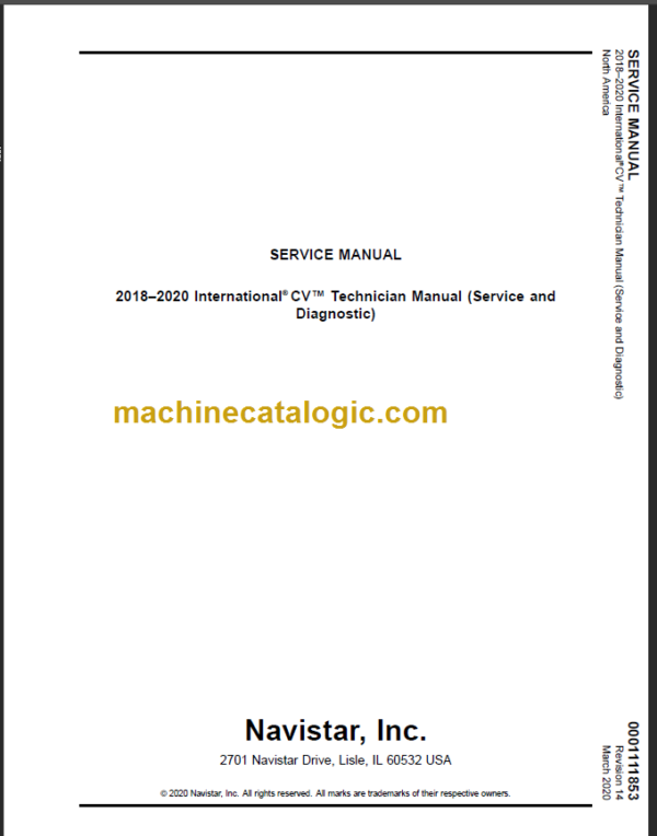 NAVISTAR CV Technician Service Diagnostic Manual