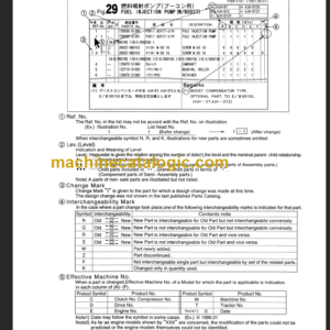 TAKEUCHI TB28FR Mini Excavator Parts Manual Engine