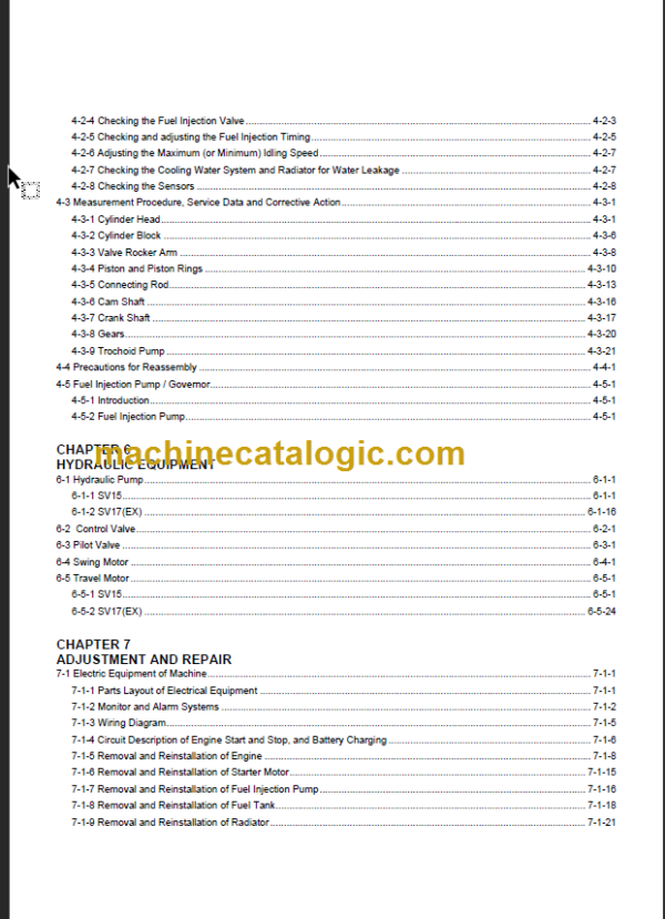 YANMAR SV15-SV17-SV17-SV17 EX SERVICE MANUAL