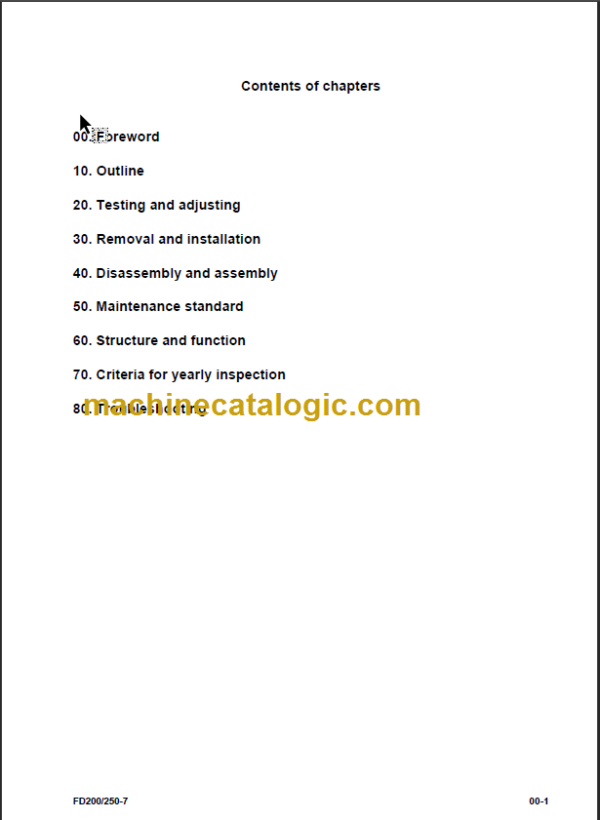 KOMATSU FD250-7 SHOP MANUAL