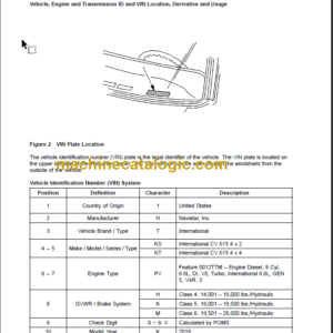 NAVISTAR CV Technician Service Diagnostic Manual