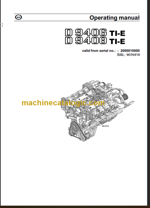 LIEBHERR D9406 D9408 OPERATING MANUAL