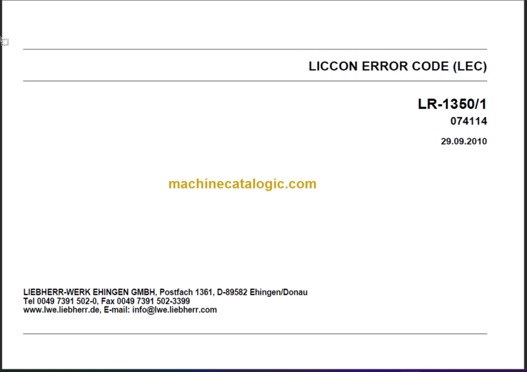 LIEBHERR LR1350-1 LICCON ERROR CODE