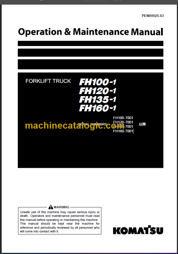 KOMATSU FB100-1 FH120-1 OPERATION MANUAL