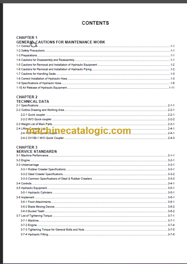 YANMAR SV100-1 SERVICE MANUAL