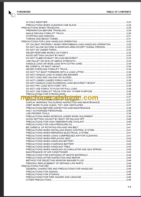 KOMATSU FB100-1 FH120-1 OPERATION MANUAL