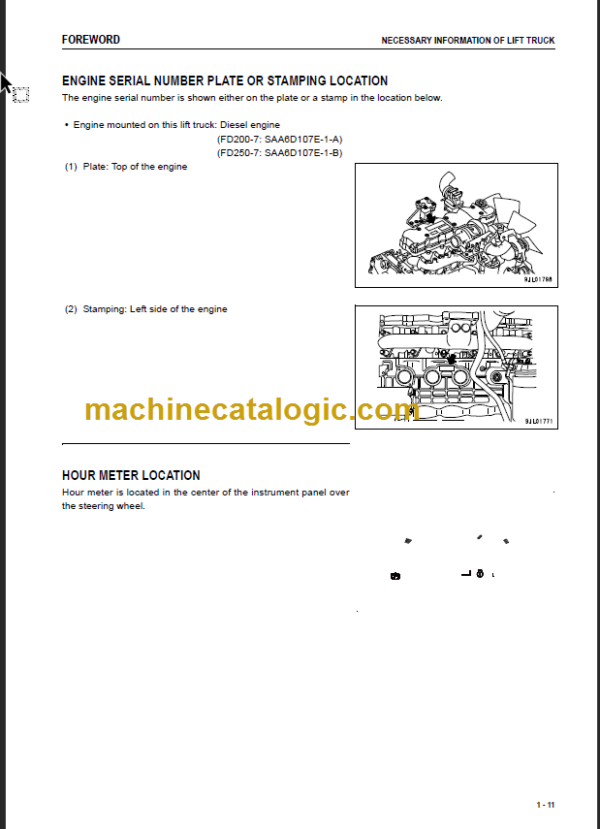 KOMATSU FD200-7 FD250-7 OPERATION MANUAL