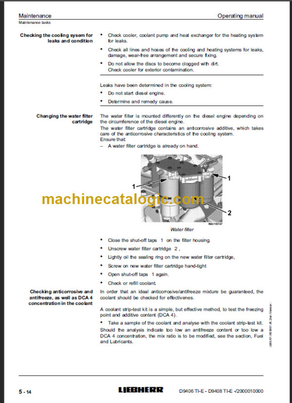 LIEBHERR D9406 D9408 OPERATING MANUAL