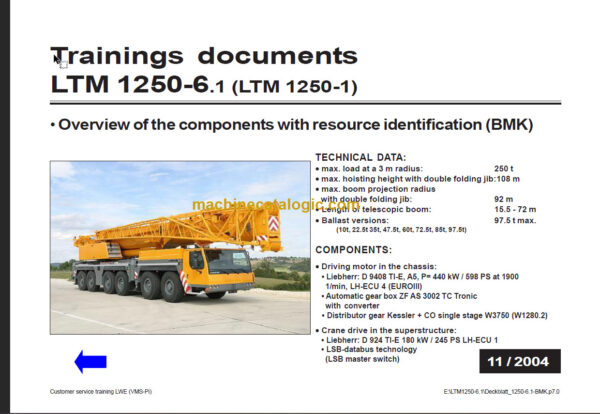 LIEBHERR LTM1250 6.1 TRAINING DOCUMENTS