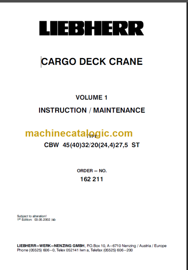 Liebherr Cargo Deck Crane Maintenance Instruction