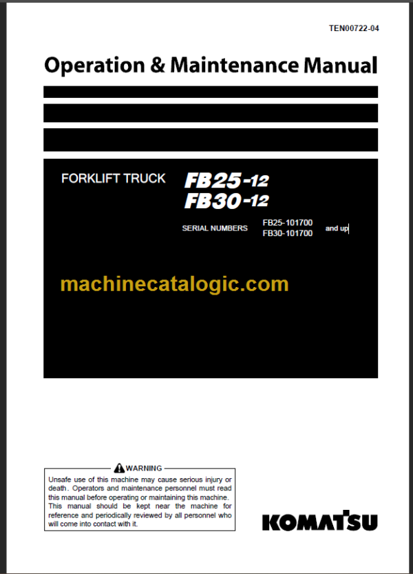 KOMATSU FB25-12 OPERATION AND MAINTENANCE MANUAL