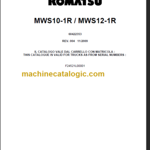 KOMATSU MWS10-1R MWS12-1R PARTS CATALOGUE