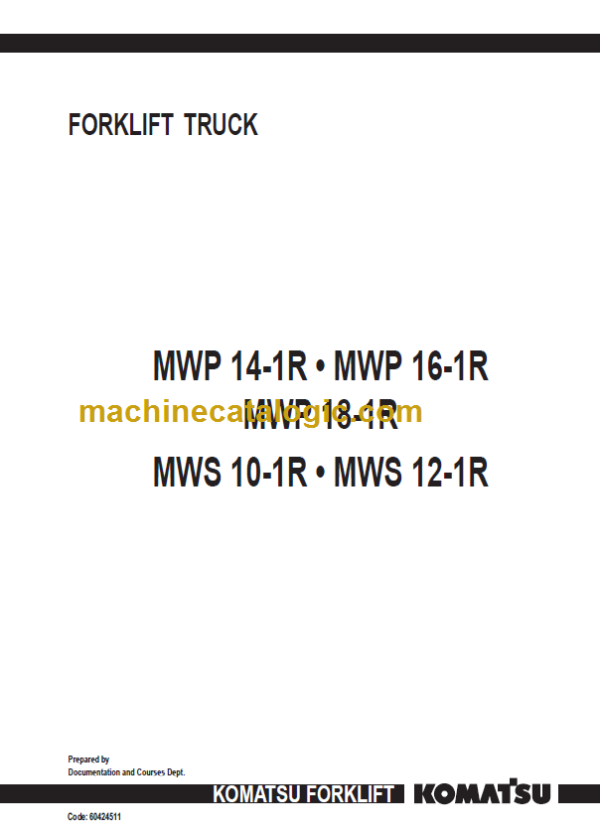 KOMATSU MWP14-1R MWP16-1R DIAGRAMS MANUALS