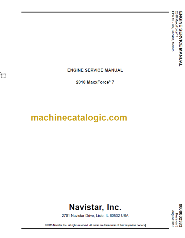 NAVISTAR MAXXFORCE 7 ENGINE SERVICE MANUAL