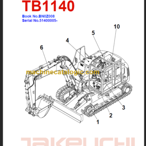 TAKEUCHI TB1140 Compact Excavator Parts Manual 