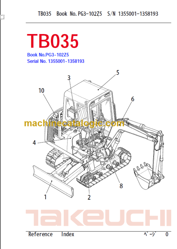 TAKEUCHI TB035 Compact Excavator Parts Manual