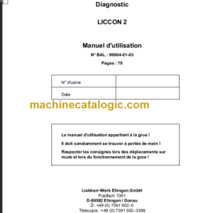 LIEBHERR LTM 1030 2.1 MANUEL D'UTILLASATION FR