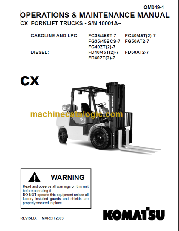 KOMATSU FD40 45 OPERATION MANUAL