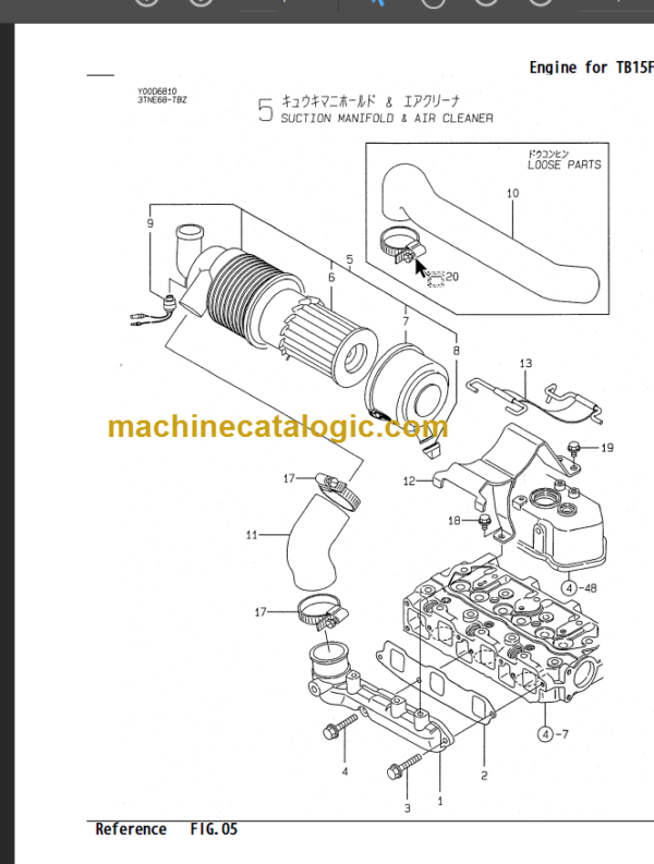 TAKEUCHI TB15FR Mini Excavator Parts Manual Engine