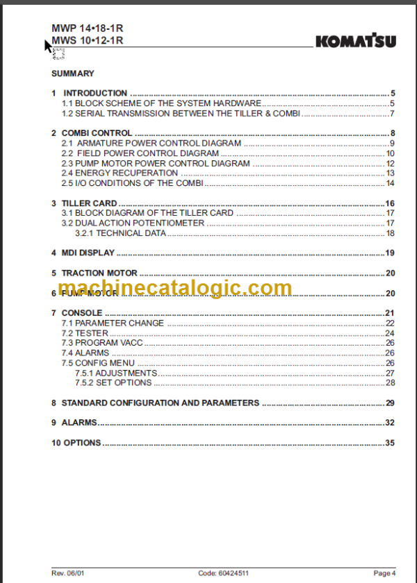 KOMATSU MWS10-1R MWS12-1R SHOP MANUAL