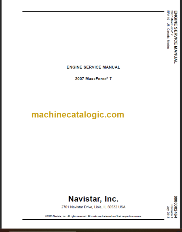 NAVISTAR MAXXFORCE7 ENGINE SERVICE MANUAL