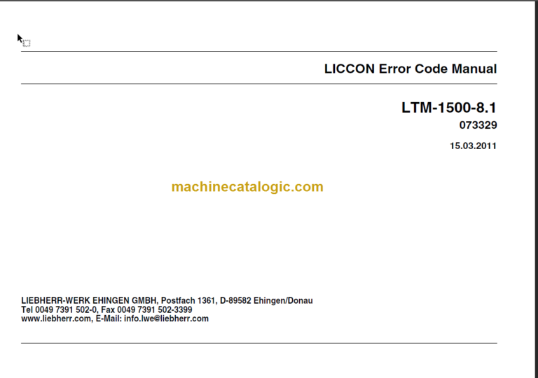 LIEBHERR LTM1500 8.1 ERROR CODE MANUAL