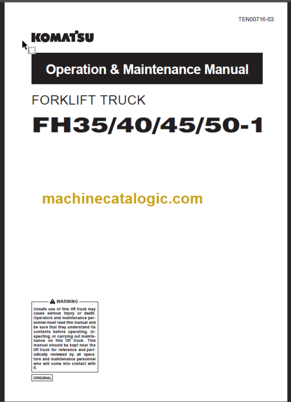 KOMATSU FH30 40 45 50-1 OPERATION MANUAL