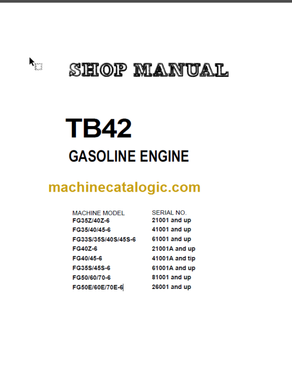 KOMATSU FG33S FG35S(Z) FG40S(Z) SHOP MANUAL