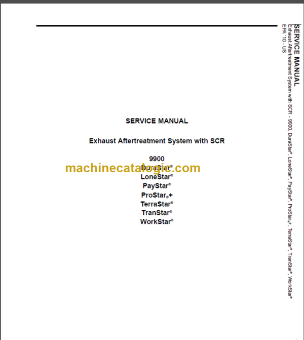 NAVISTAR Exhaust Aftertreatment System with SCR 9900 SERVICE MANUAL