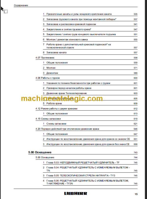 LIEBHERR LTM1500 8.1 INSTRUCTION MANUAL