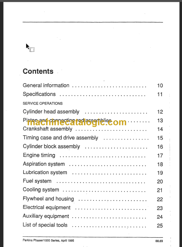 KOMATSU CX DX20 EX PERKINS ENGINE SHOP MANUAL