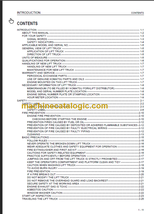 KOMATSU FH30 40 45 50-1 OPERATION MANUAL