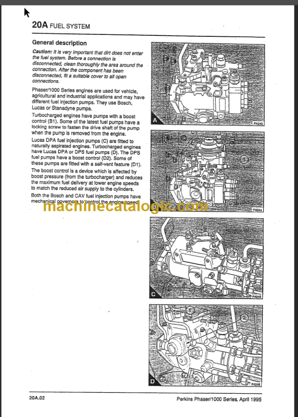 KOMATSU CX DX20 EX PERKINS ENGINE SHOP MANUAL