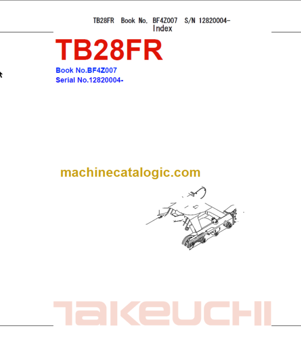 TAKEUCHI TB28FR Mini Excavator Parts Manual