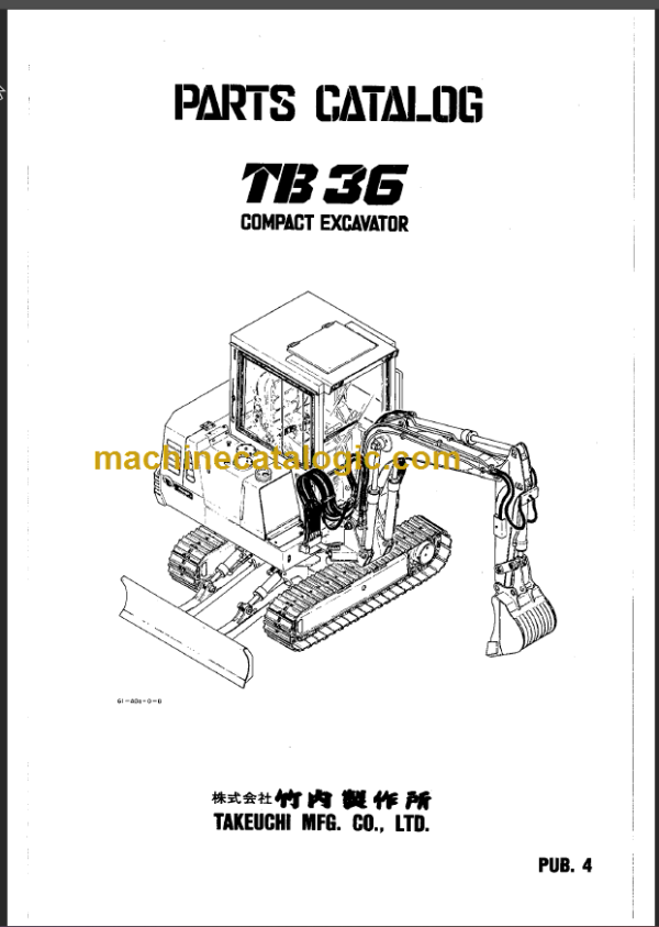 TAKEUCHI TB36 Compact Excavator Parts Manual