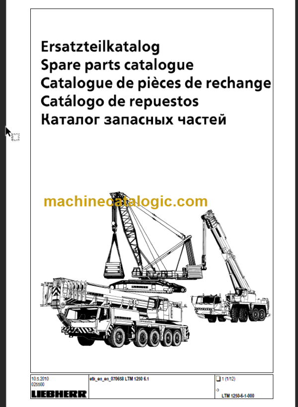 LIEBHERR LTM1250 6.1 PARTS CATALOGUE EN DE FR SP RU