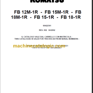 KOMATSU FB12M-1R FB15M-1R PARTS CATALOGUE