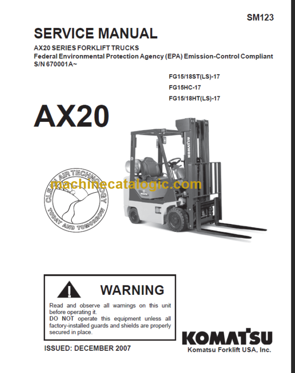 KOMATSU AX20 FG15 18 SERVICE MANUAL