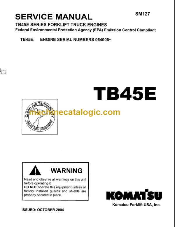 KOMATSU FG35 40 45ST 45BCS-7 OPERATION MANUAL