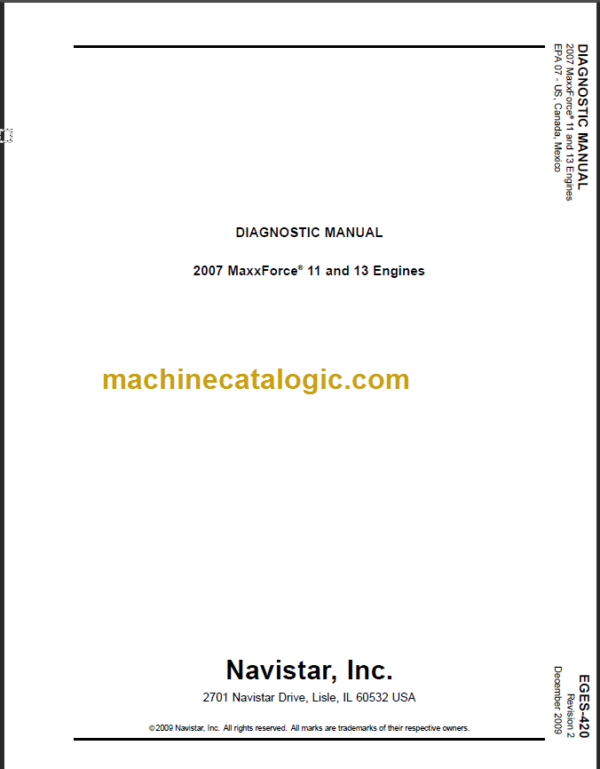 NAVISTAR MAXXFORCE11-13 ENGINE DIAGNOSTIC MANUAL