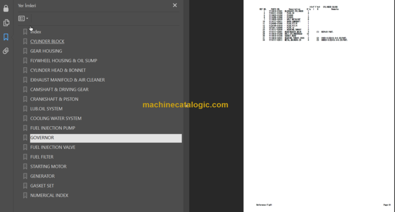 TAKEUCHI TB219 Mini Excavator Parts Manual Engine